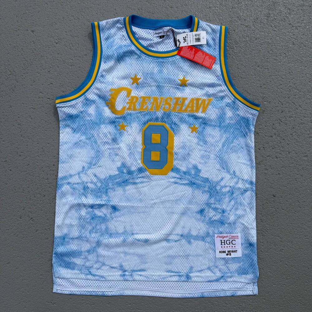 Men’s Kobe Byrant Crenshaw Basketball Jersey Blue Marble Headgear Classics XL